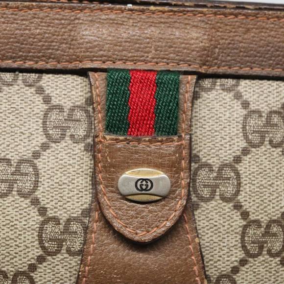 GUCCI GG Supreme Web Sherry Line Clutch Bag PVC Beige Red 89 01 032 Auth 88286 - Picture 8 of 16